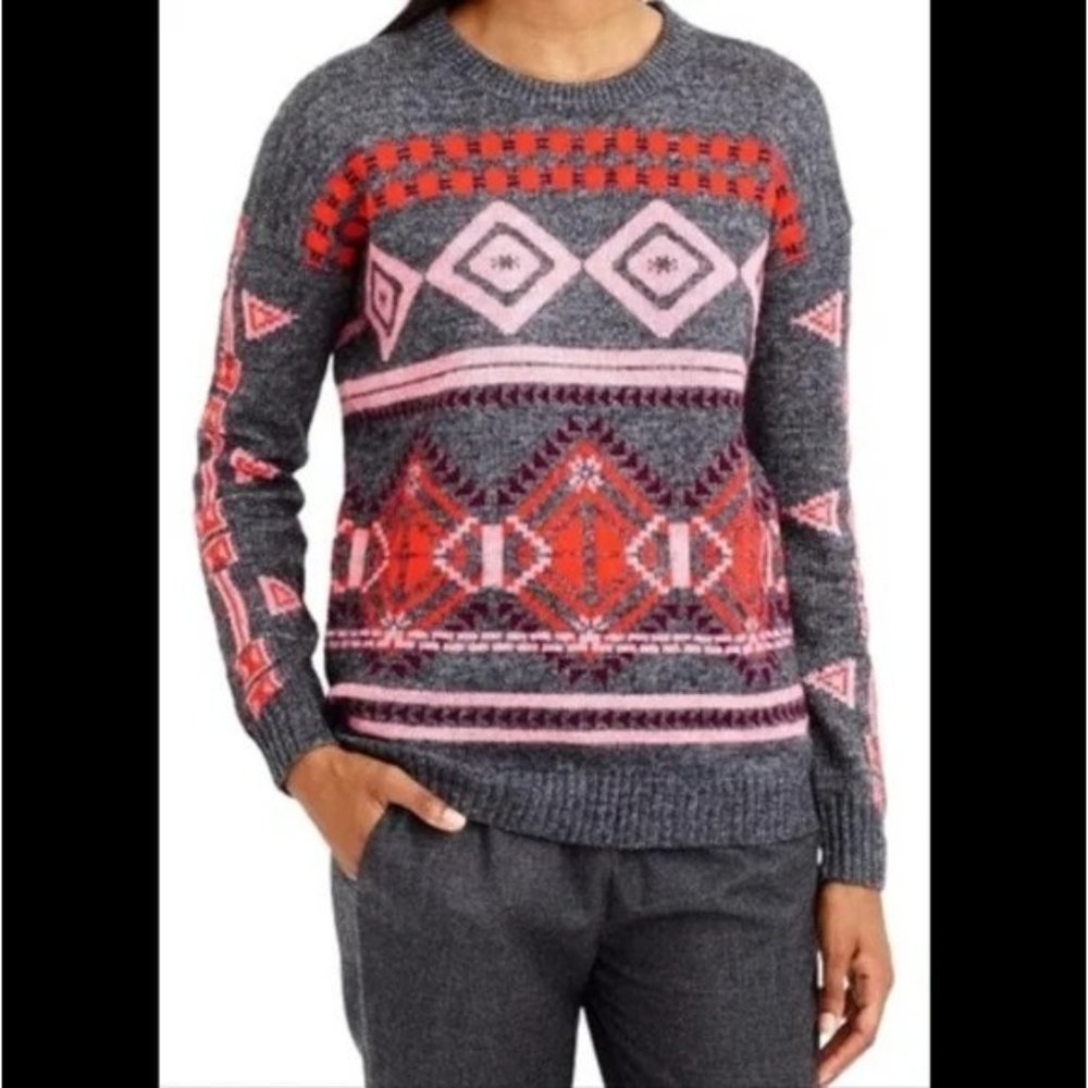 J.Crew Women's‎ Fair Isle Holiday Print Wool Mohair Blend Sweater Size Medium